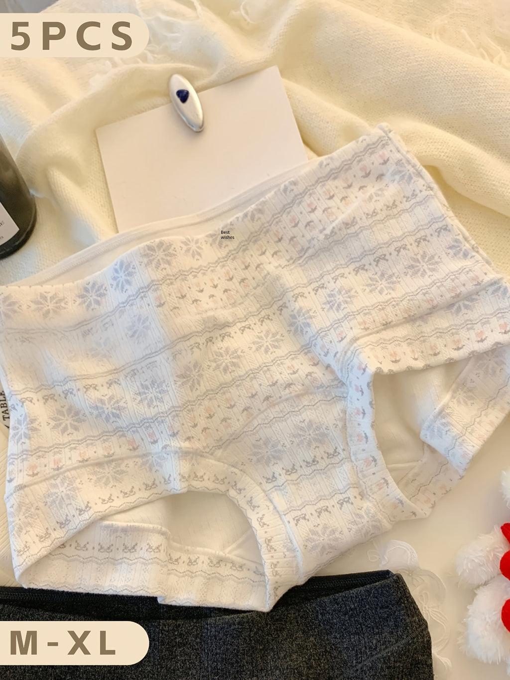 5pcs Fair Isle Style Sweet Panty