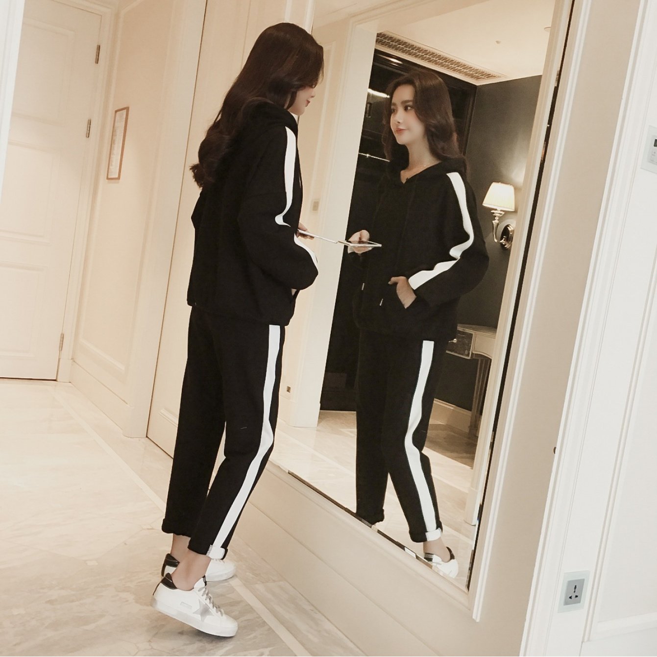 Loose BF Hooded Two-Piece Set