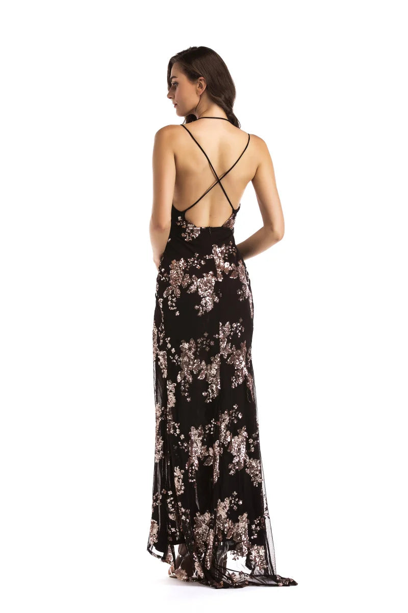Black Sequin Maxi Dress