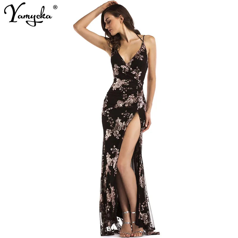 Black Sequin Maxi Dress