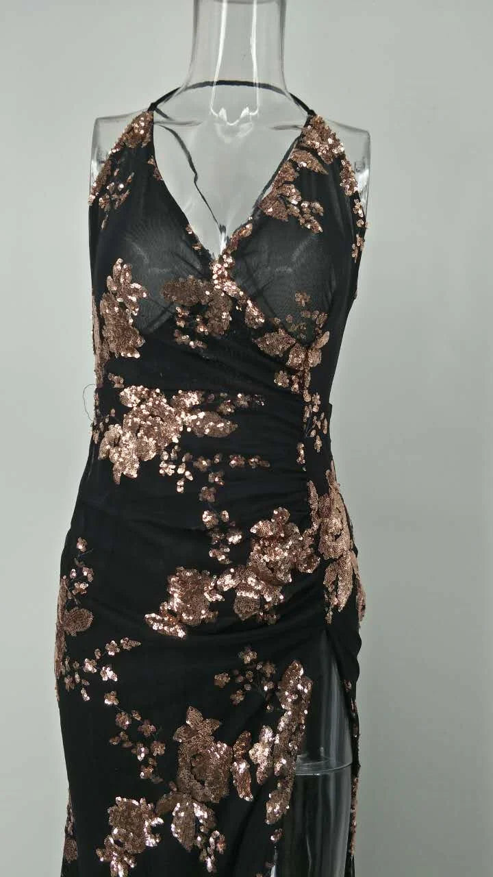 Black Sequin Maxi Dress