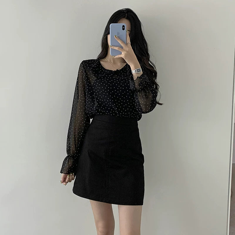 All-Match Khaki Slim Looking Short A- line Skirt