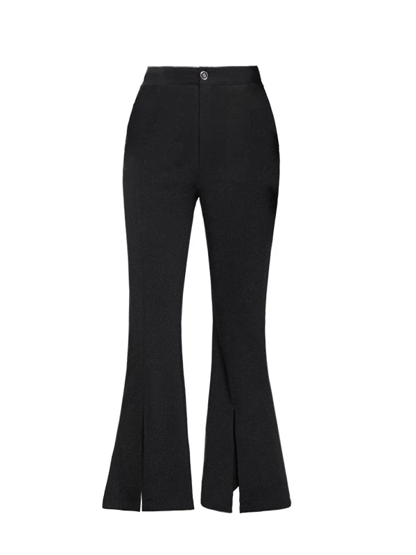 Internet Celebrity Front Slit Thin Korean Style Draping Bell-Bottom Pants