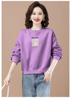 round-Neck Non-Hoodie White Autumn Clothing Thin Casual Sweatshirt