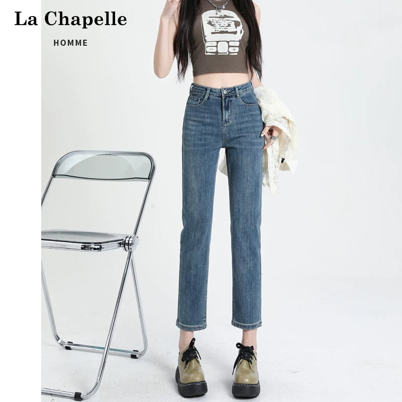 La Chabell Straight-leg Denim Women's Spring & Fall New Arrival Cover Slim Looking Baguette Pants Small Ankle-Length Cigarette Pants