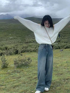 Retro High Waist Fashion Stylish Loose Slim Fit Jeans