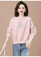 round-Neck Non-Hoodie White Autumn Clothing Thin Casual Sweatshirt
