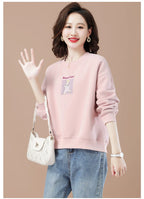 round-Neck Non-Hoodie White Autumn Clothing Thin Casual Sweatshirt