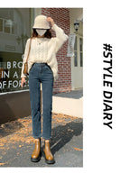 La Chabell Straight-leg Denim Women's Spring & Fall New Arrival Cover Slim Looking Baguette Pants Small Ankle-Length Cigarette Pants