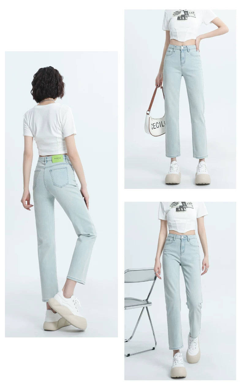 Straight-leg Spring and Autumn Best-Selling High Waist Retro Baguette Denim