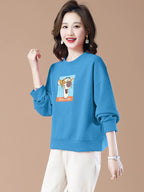 round-Neck Non-Hoodie White Autumn Clothing Thin Casual Sweatshirt