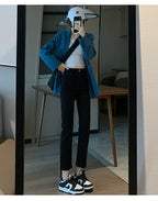 La Chabell Straight-leg Denim Women's Spring & Fall New Arrival Cover Slim Looking Baguette Pants Small Ankle-Length Cigarette Pants