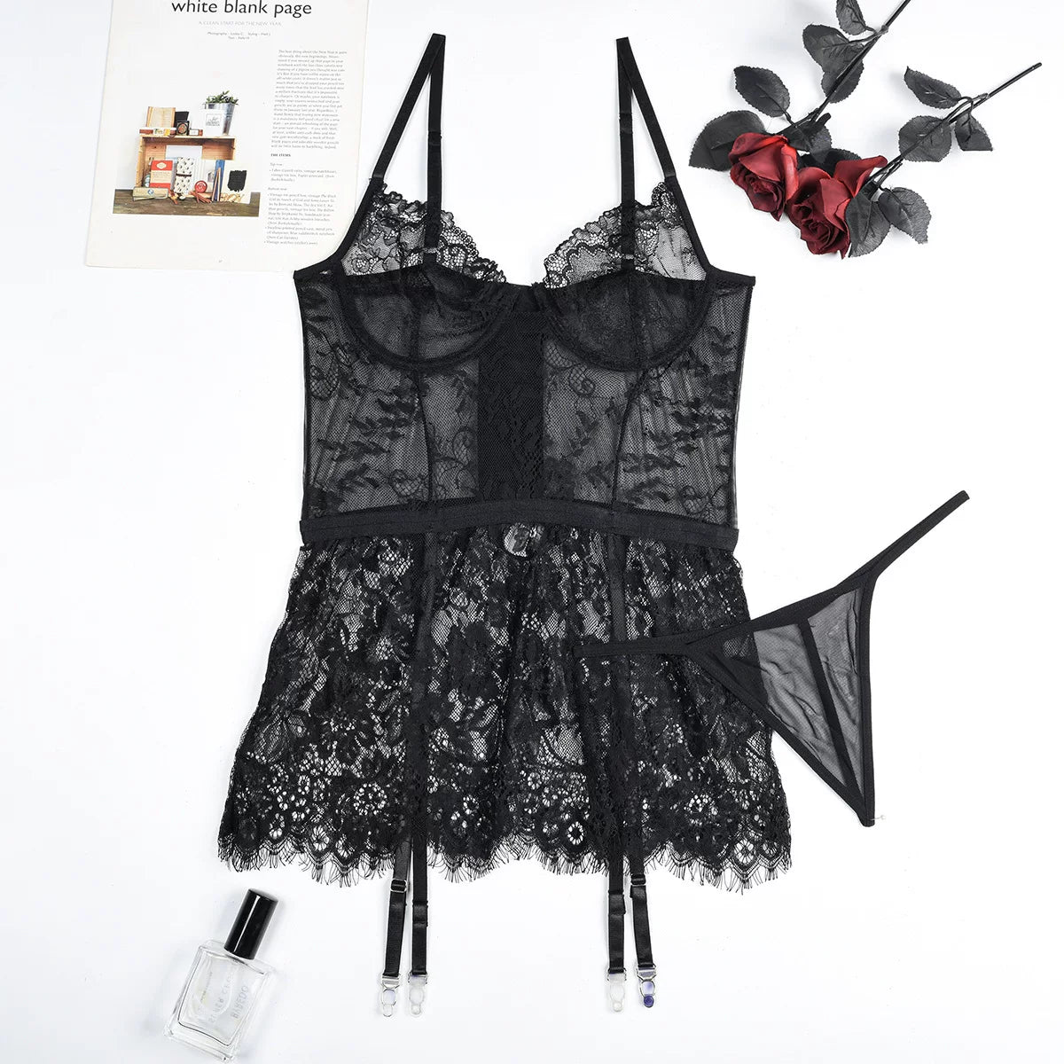 Fashion Wind Ins Pop Thin Fashion Lace Transparent Lingerie Sexy Sexy Asymmetrical Swing Dress Female