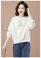 round-Neck Non-Hoodie White Autumn Clothing Thin Casual Sweatshirt