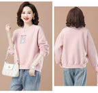 round-Neck Non-Hoodie White Autumn Clothing Thin Casual Sweatshirt