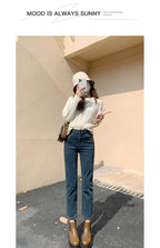 La Chabell Straight-leg Denim Women's Spring & Fall New Arrival Cover Slim Looking Baguette Pants Small Ankle-Length Cigarette Pants