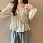 Plus Size Ruffles Stylish Long-Sleeved Top Bottoming Shirt