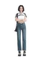 Straight-leg Spring and Autumn Best-Selling High Waist Retro Baguette Denim