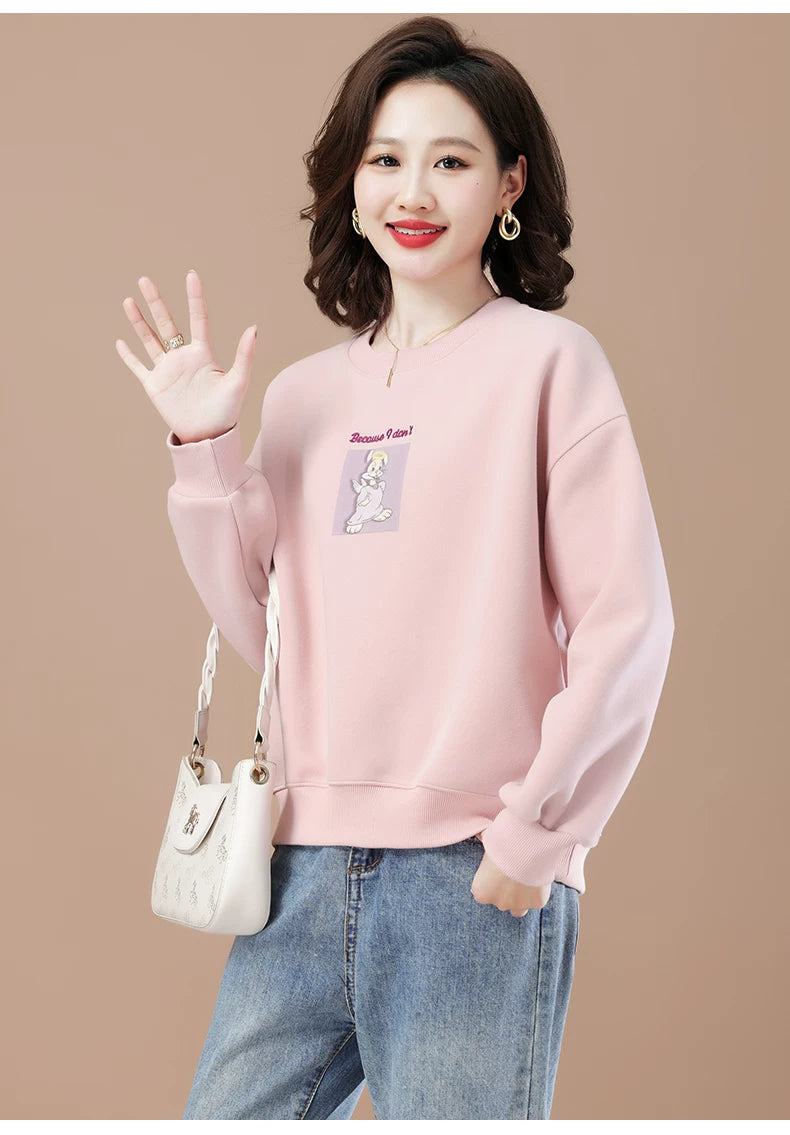 round-Neck Non-Hoodie White Autumn Clothing Thin Casual Sweatshirt
