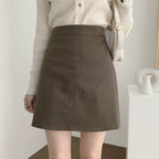 All-Match Khaki Slim Looking Short A- line Skirt