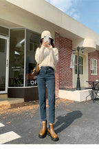 La Chabell Straight-leg Denim Women's Spring & Fall New Arrival Cover Slim Looking Baguette Pants Small Ankle-Length Cigarette Pants