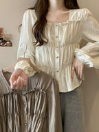 Plus Size Ruffles Stylish Long-Sleeved Top Bottoming Shirt