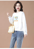 round-Neck Non-Hoodie White Autumn Clothing Thin Casual Sweatshirt