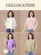 round-Neck Non-Hoodie White Autumn Clothing Thin Casual Sweatshirt