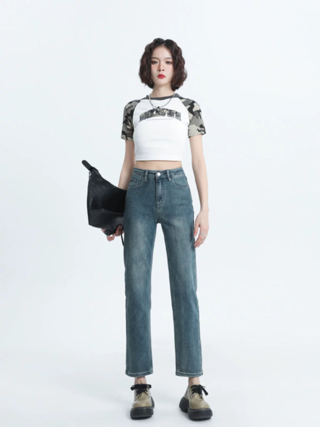 Straight-leg Spring and Autumn Best-Selling High Waist Retro Baguette Denim