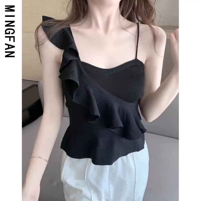 2023 Women's Sexy Wooden Ear Tank Top Small Slip Top