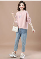 round-Neck Non-Hoodie White Autumn Clothing Thin Casual Sweatshirt