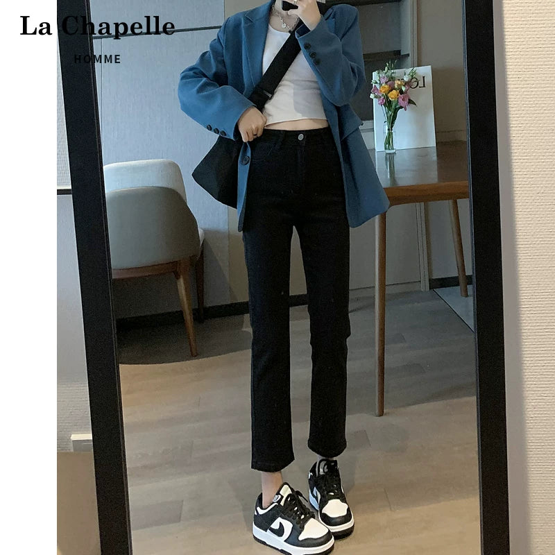La Chabell Straight-leg Denim Women's Spring & Fall New Arrival Cover Slim Looking Baguette Pants Small Ankle-Length Cigarette Pants