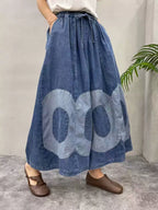 Retro Color Matching Soft Elastic Waist Casual Jeans