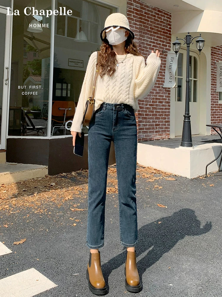 La Chabell Straight-leg Denim Women's Spring & Fall New Arrival Cover Slim Looking Baguette Pants Small Ankle-Length Cigarette Pants