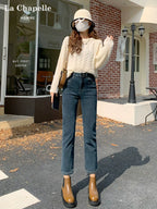 La Chabell Straight-leg Denim Women's Spring & Fall New Arrival Cover Slim Looking Baguette Pants Small Ankle-Length Cigarette Pants