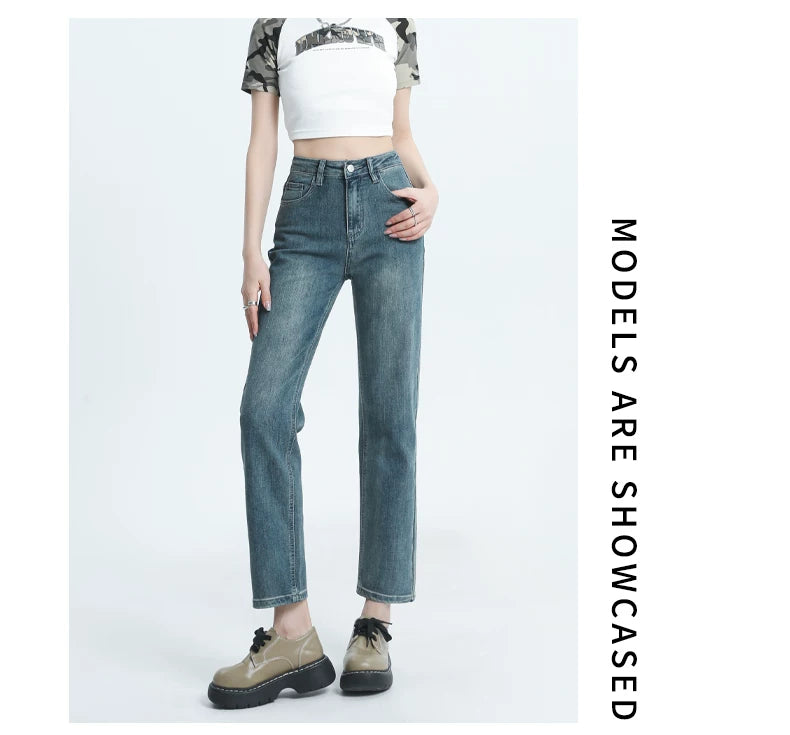 Straight-leg Spring and Autumn Best-Selling High Waist Retro Baguette Denim