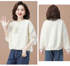 round-Neck Non-Hoodie White Autumn Clothing Thin Casual Sweatshirt