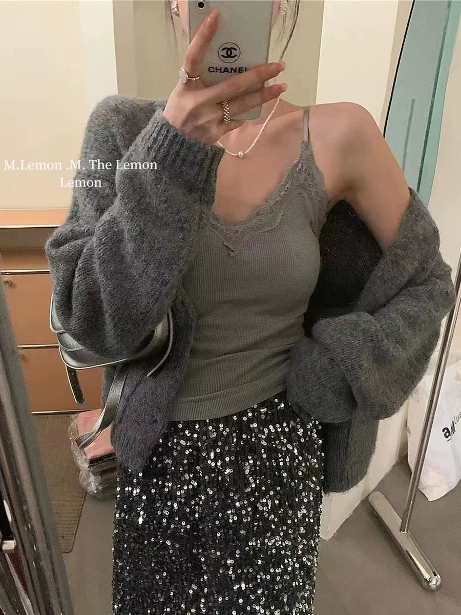 Braces in White Bottoming Sexy Top Fancy Lace