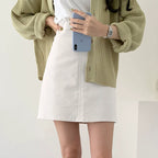 All-Match Khaki Slim Looking Short A- line Skirt