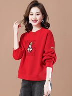 round-Neck Non-Hoodie White Autumn Clothing Thin Casual Sweatshirt