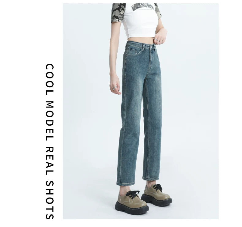 Straight-leg Spring and Autumn Best-Selling High Waist Retro Baguette Denim