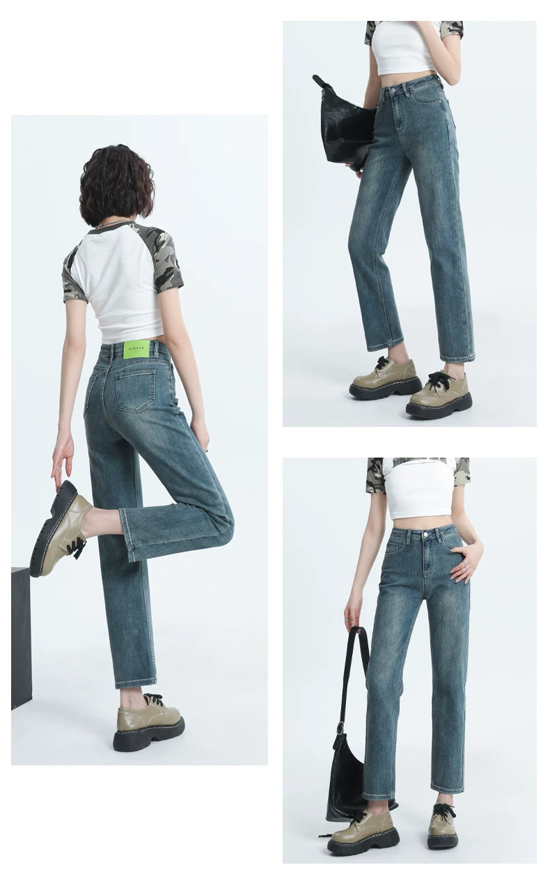 Straight-leg Spring and Autumn Best-Selling High Waist Retro Baguette Denim