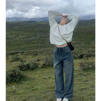 Retro High Waist Fashion Stylish Loose Slim Fit Jeans