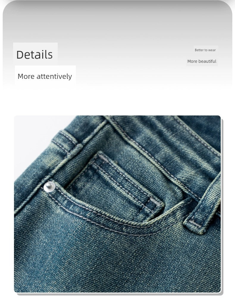 Straight-leg Spring and Autumn Best-Selling High Waist Retro Baguette Denim