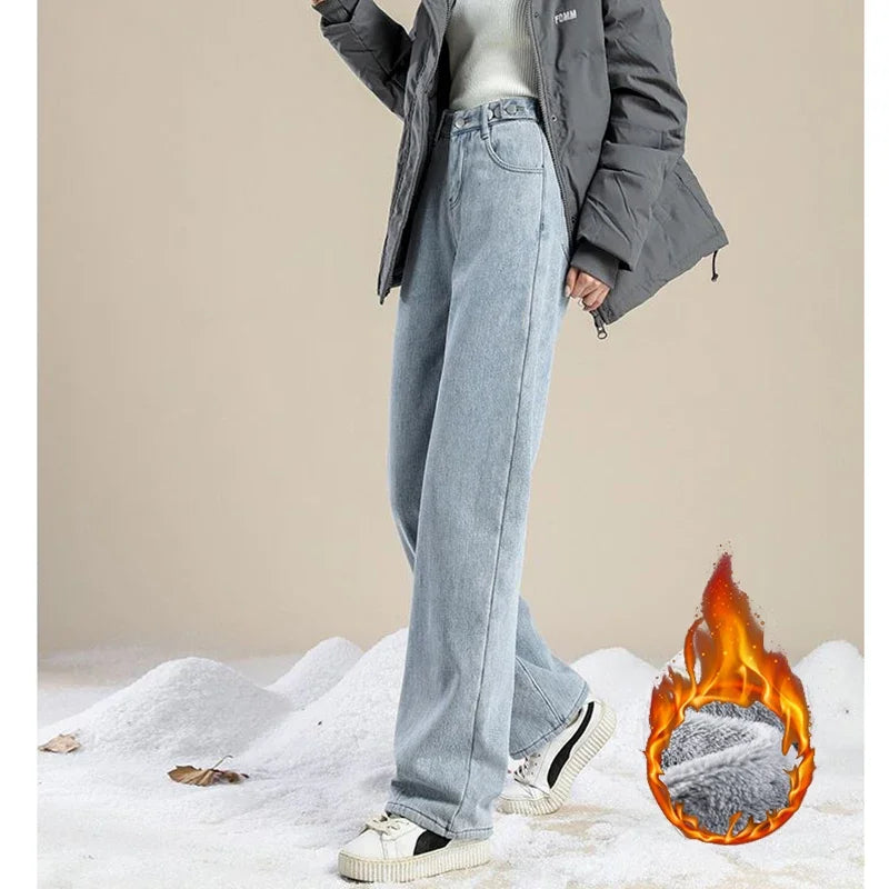 Thermal Plush High Waist Jeans