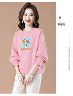 round-Neck Non-Hoodie White Autumn Clothing Thin Casual Sweatshirt