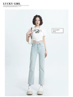 Straight-leg Spring and Autumn Best-Selling High Waist Retro Baguette Denim