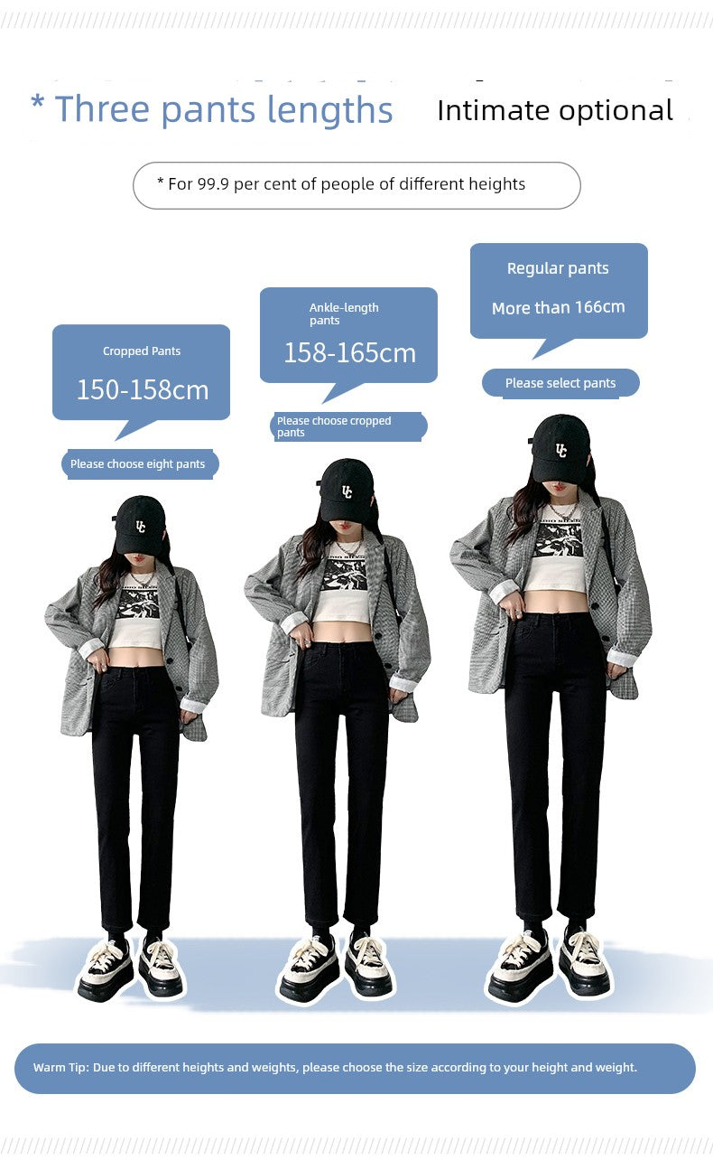 La Chabell Straight-leg Denim Women's Spring & Fall New Arrival Cover Slim Looking Baguette Pants Small Ankle-Length Cigarette Pants