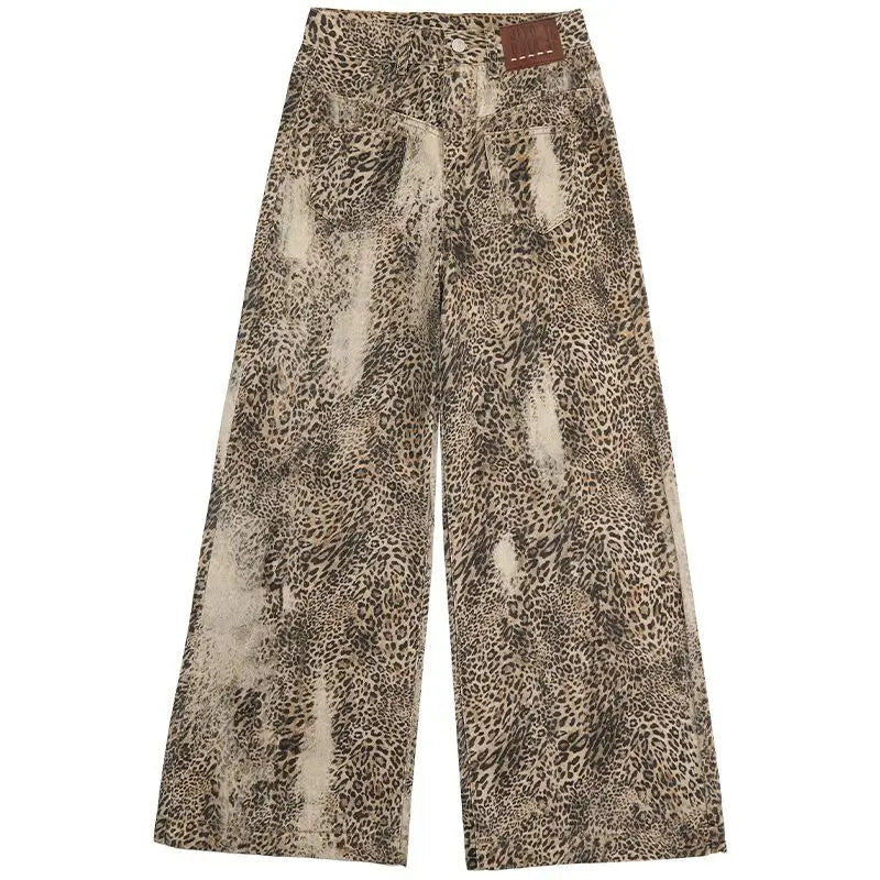 Leopard Print Denim Pants