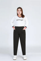Black Plus Size Women Casual Pants  7XL 9XL Elastic Loose Ankle-Length 150KG Female Trousers High Waist Sweatpants Pencil Pants